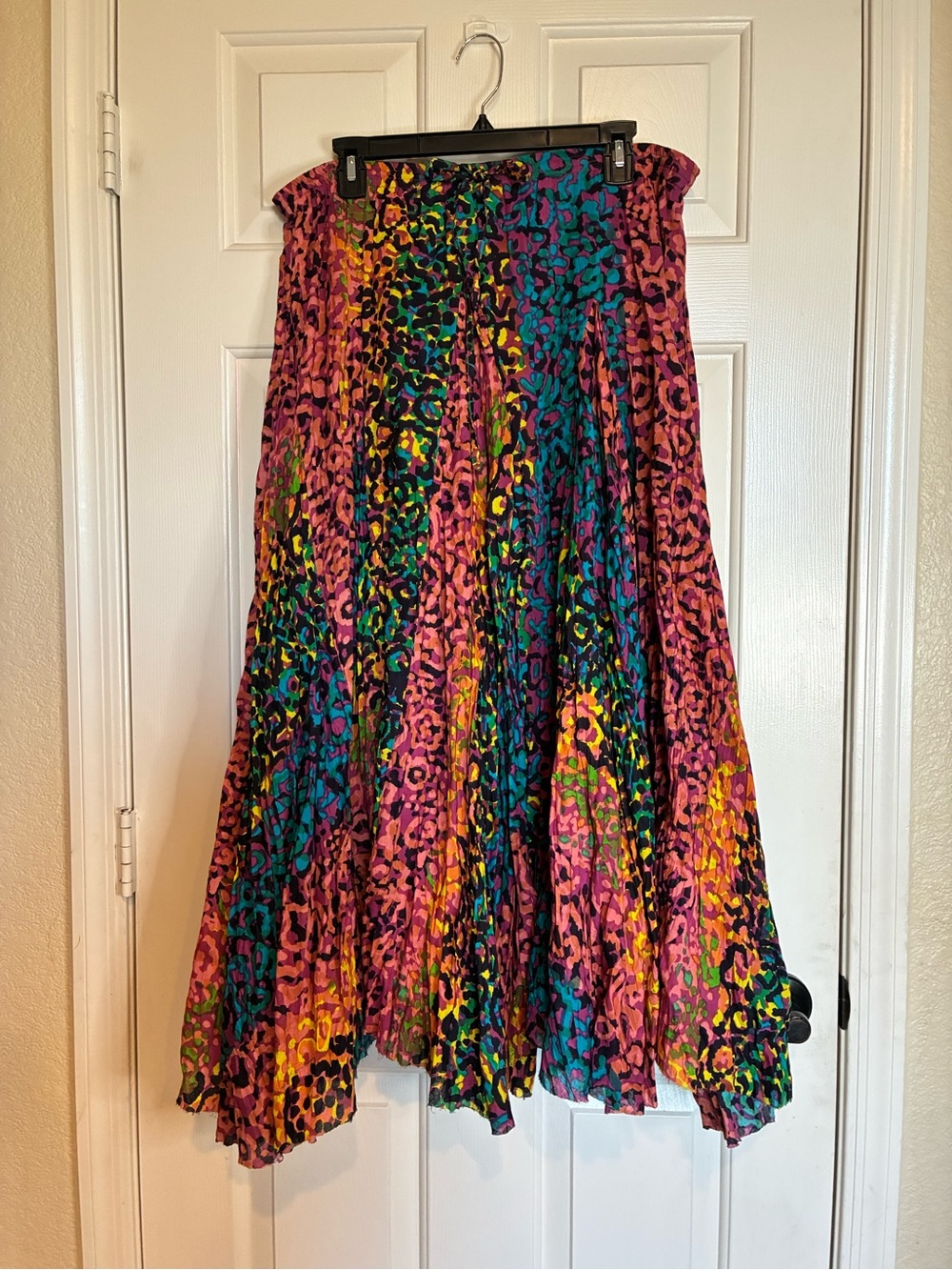 Vibrant Asymmetrical Animal-Print Skirt - Pink, Teal & Yellow